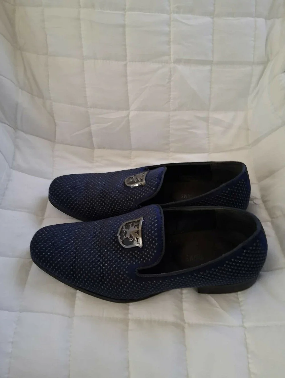 Men's Blue Stacy Adams Swagger Slip-On Loafers with Decorative Accent